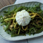 Arugula, Sugar Snap Pea and Poached Egg Salad