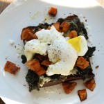 Sautéed Kale, Roasted Sweet Potato and Poached Egg Holiday Toast