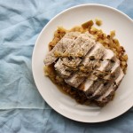 Pork Loin with Cider-Braised Leeks and Apples