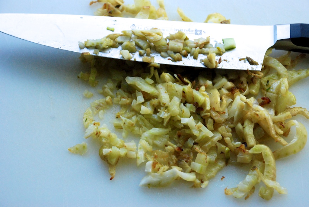 Roasted chopped fennel