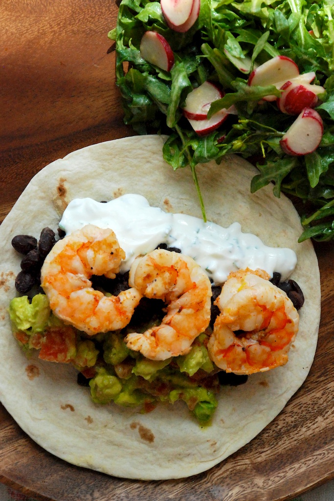 Shrimp taco and salad