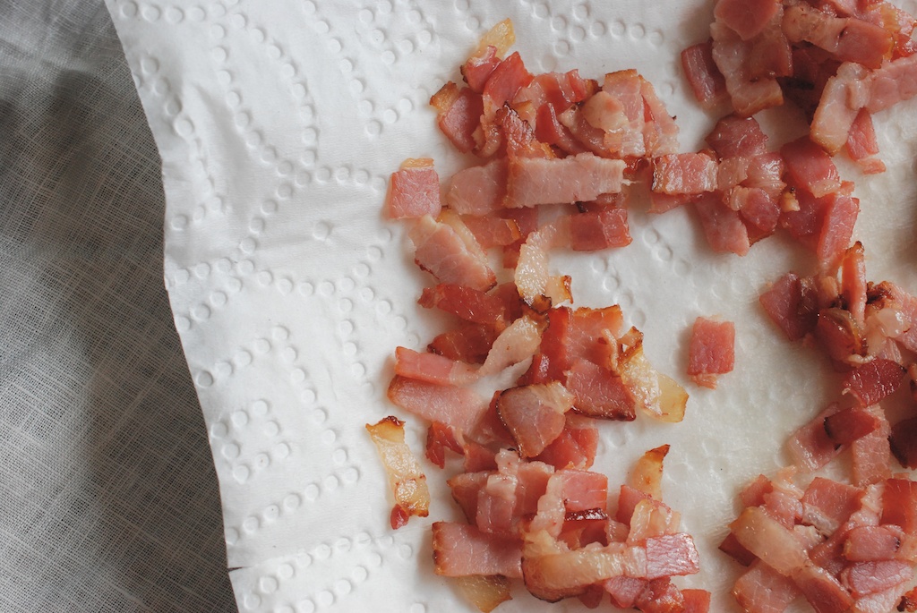 half-crisped bacon
