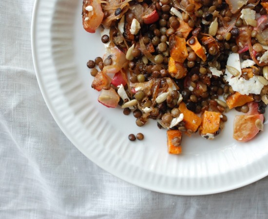lentil salad with Meyer lemon vinaigrette