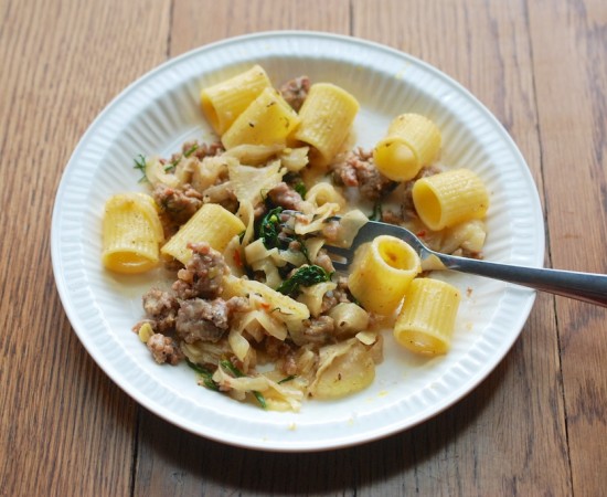 fennel and veal sausage rigatoni