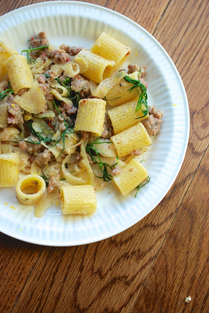 Rigatoni with Fennel and Veal Sausage, vertical