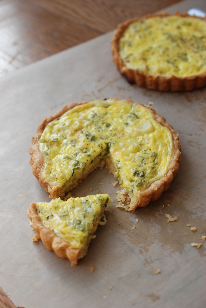 spring onion and herb tart, vertical