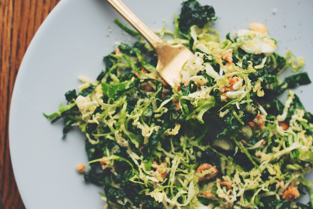 kale and brussels sprouts salad