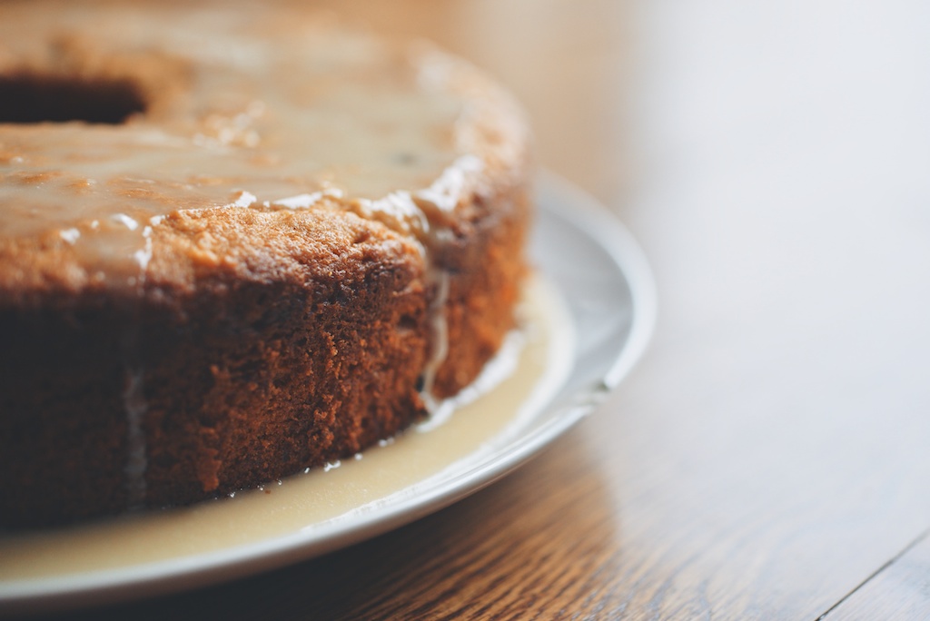 Tipsy Apple-Parsnip Cake with Sultanas and Cider Glaze