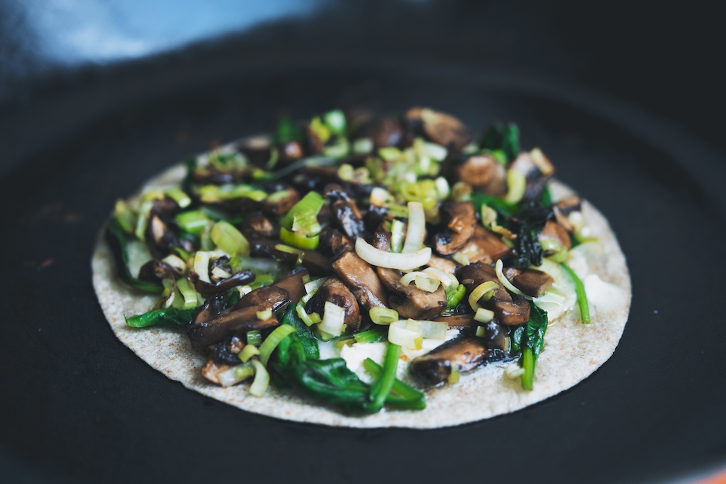 Spinach, Mushroom, and Goat Cheese Quesadillas