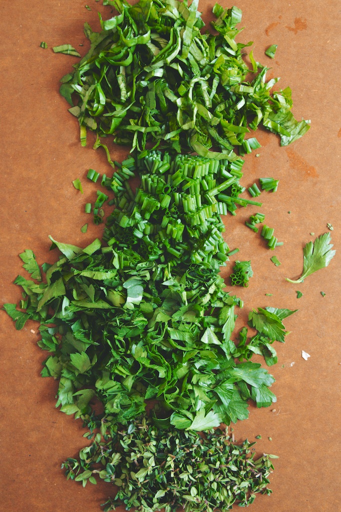 basil, chives, parsley, thyme 