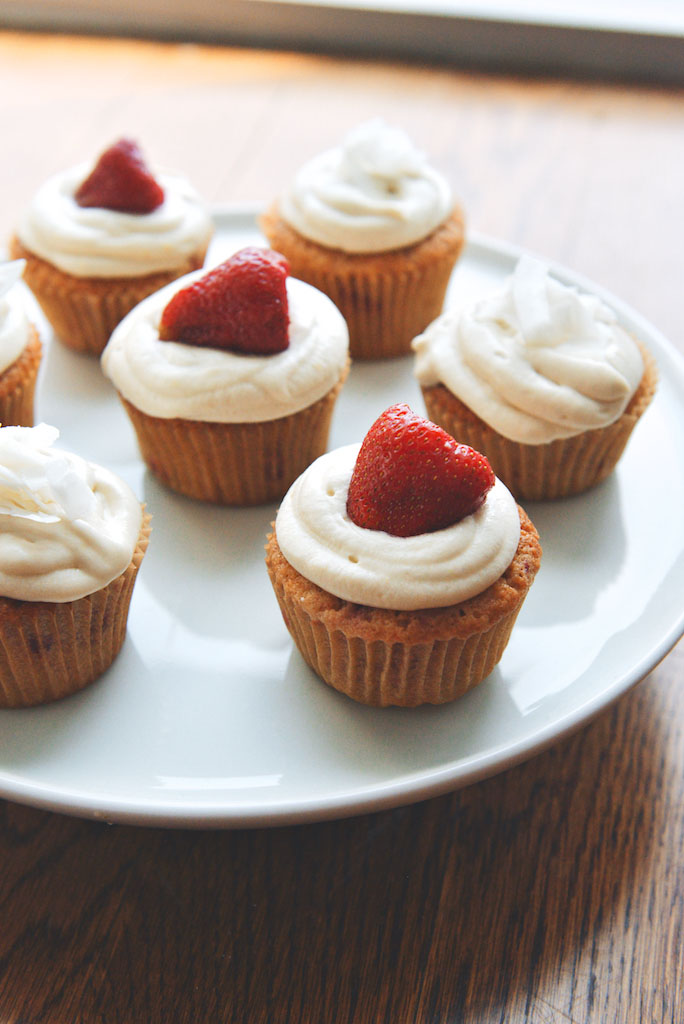Strawberry-Coconut Cupcakes with Coconut-Cream Cheese Frosting