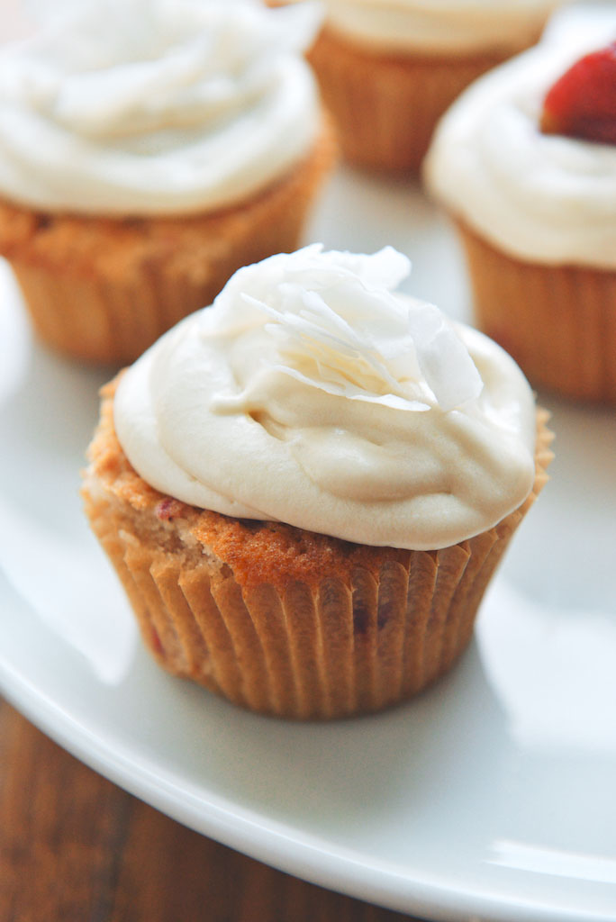 Strawberry-Coconut Cupcakes with Coconut-Cream Cheese Frosting