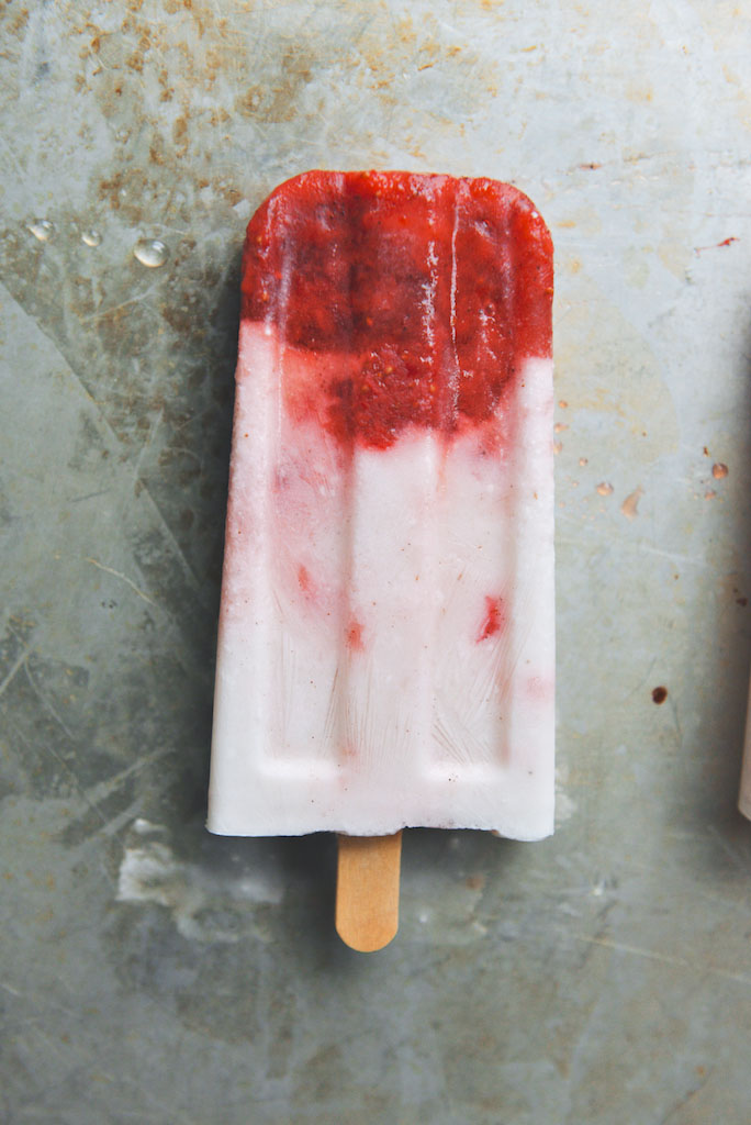 Coconut-Lime and Strawberry Popsicles