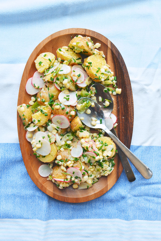 Potato, Corn, and Radish Salad with Crème Fraîche-Chive Dressing