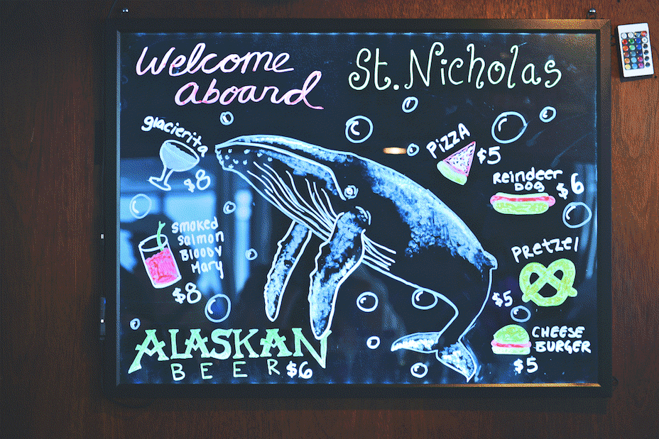 Alaskan cruise menu board
